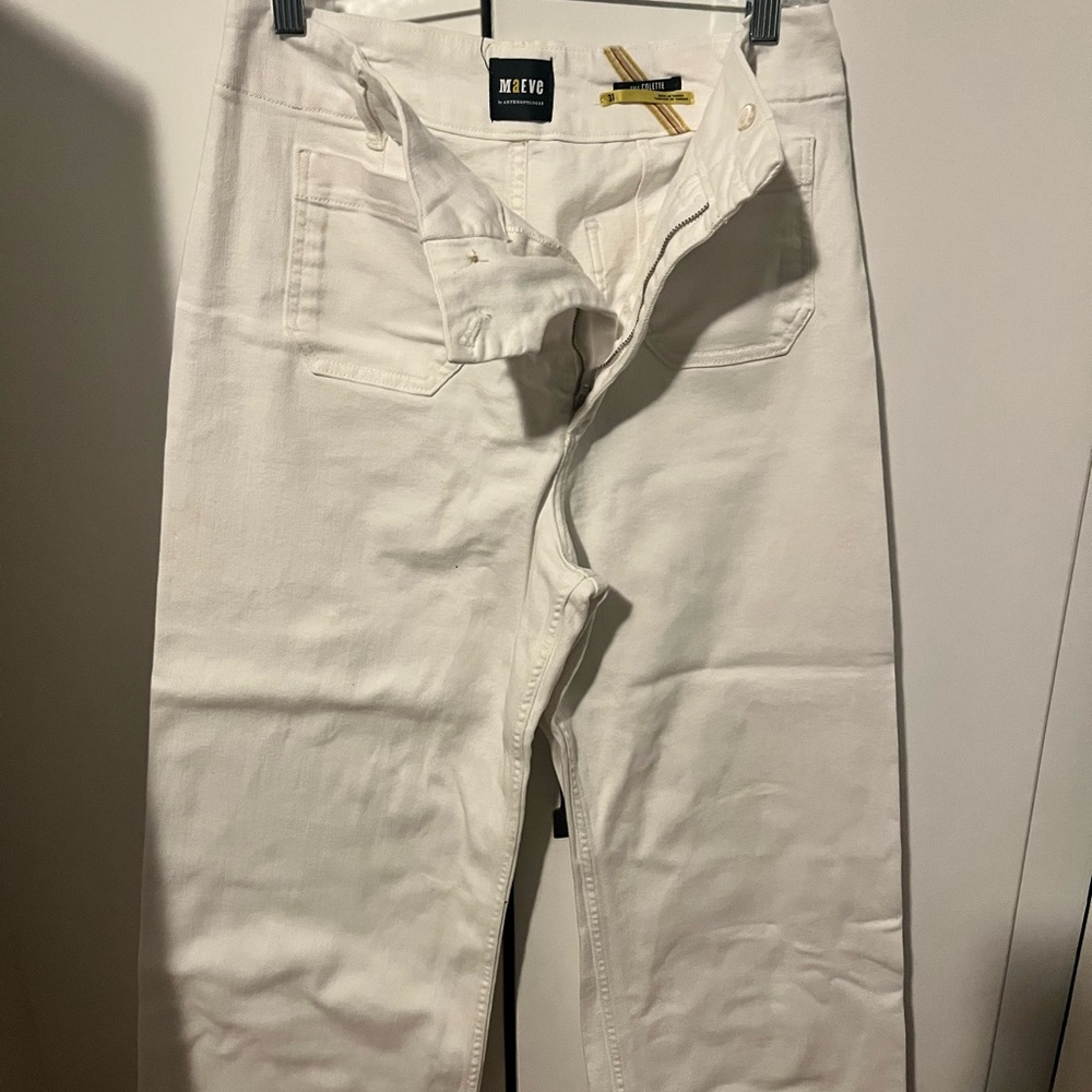 Maeve Colette Cream Ankle Cropped jeans